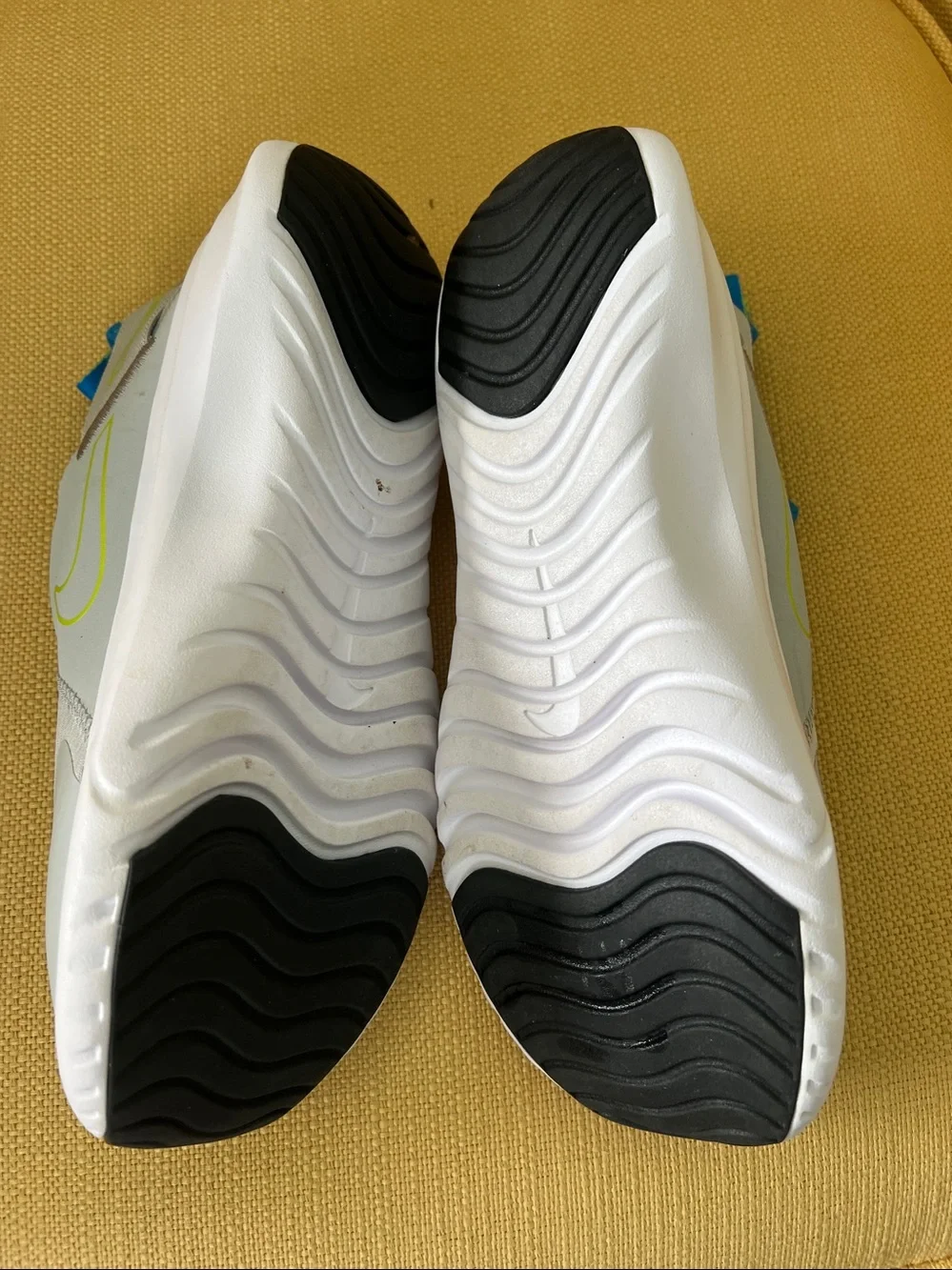 Nike Kids Slip-On Sneakers in Gray with Blue & Neon Yellow Accents size 4y